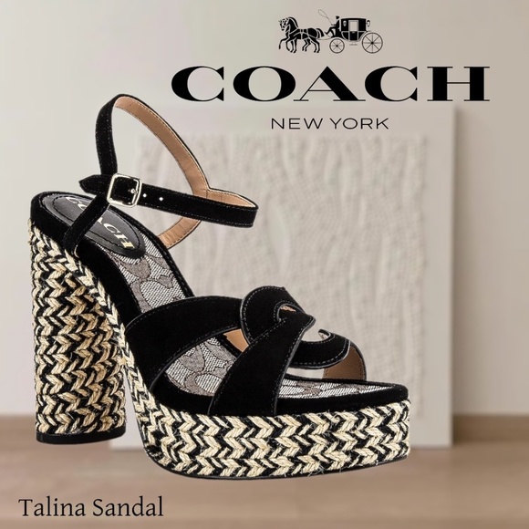 Coach Shoes - COACH Talina Suede Platform Espadrille Dress Sandals